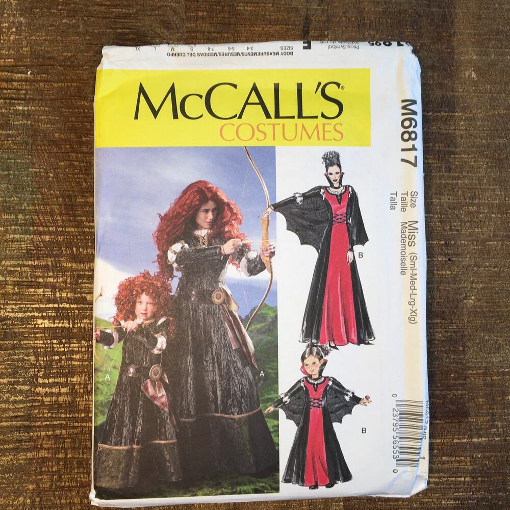 McCalls Sewing Pattern M6817 Merida Brave Vampiress Costume Womens 8-22 UNCUT